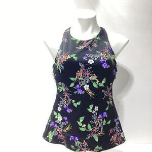 Athleta Floral Print Swim Tank Top Built In Bra 38 B/C